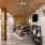 Wood paneled accent wall and ceiling covers seating area in clubhouse at The Laurent at Carolina Forest